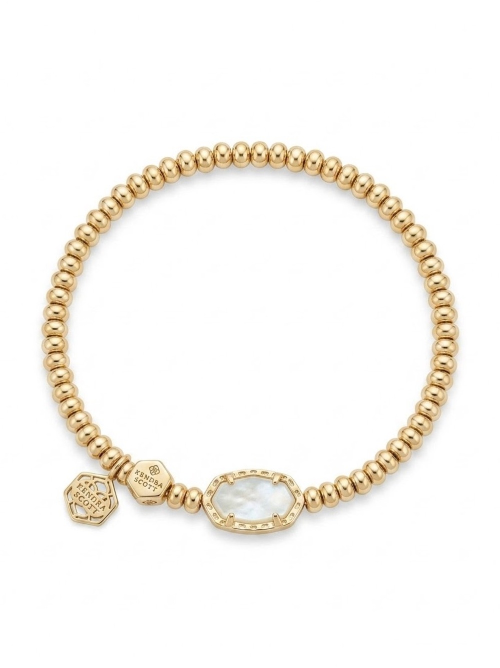 Kendra Scott Gold Beaded Bracelet with White Stone